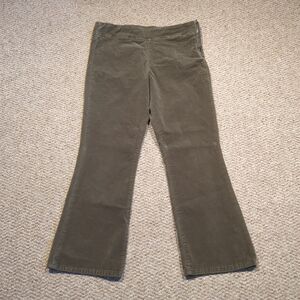 Free People In My Feelings Pull On Pants Medium Green Velvet Cropped Boot Cut